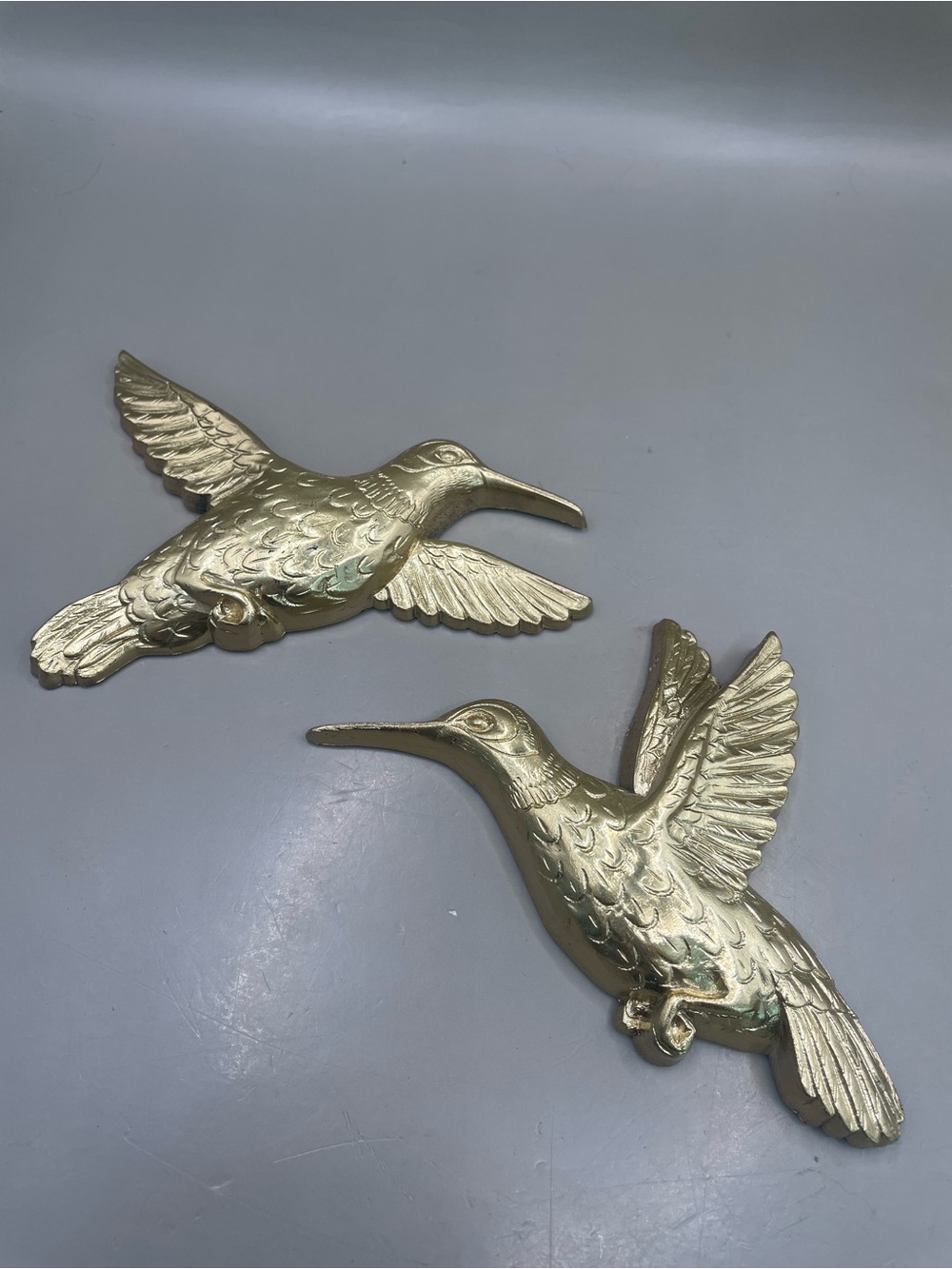 VTG Homco GoldTone Hummingbirds Wall Plaques Decor Plastic Made In USA Set Of 2